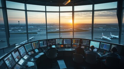 Air Traffic Control at Sunset