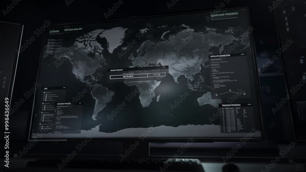 Aufkleber scan surveillance technology scanning the target on virtual earth map. scan surveillance software de