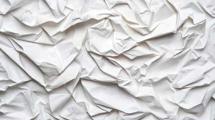 Obraz premium Crumpled white paper texture, showcasing depth and layers.