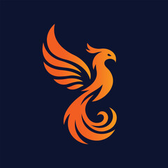 phoenix logo flat design in orange color