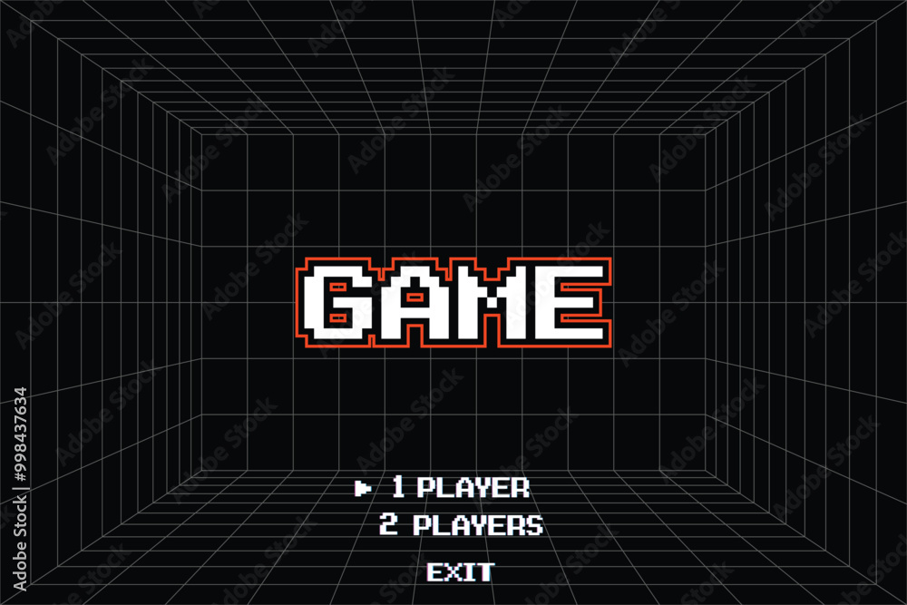 Poster pixel 3d retro video computer game design 8 bit letters vector alphabet