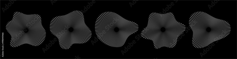 Poster circular sound waves. abstract circular lines pattern. music audio bursts. ring of thin rays with wa
