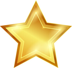 Golden shining star on a transparent background. Vector.