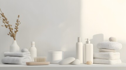 Closeup of Assorted Foot Care Essentials on Minimalist White Backdrop