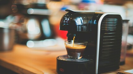 Modern Coffee Machine Brewing Espresso