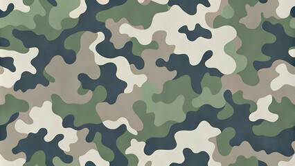 Abstract camouflage pattern in shades of green and beige
