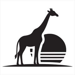 Giraffe icon full body of silhouette image in white background