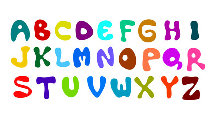 Hand Drawn Fluid Alphabet letters. Flat vector design.