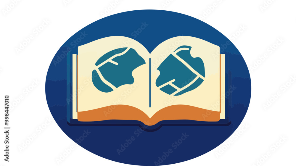 Poster open guidebook icon with map vector art for travel and exploration concepts