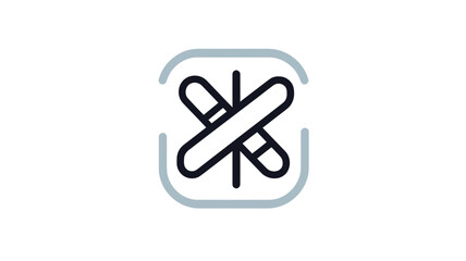 Modern Thin Line RX Icon for Medical and Pharmaceutical Use, Minimalist Healthcare Symbol with Crossed Pills Design, Ideal for Pharmacy Applications and Health Tech Interfaces