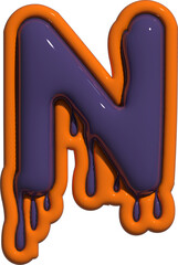 3D Halloween Alphabet N