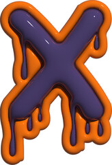 3D Halloween Alphabet X