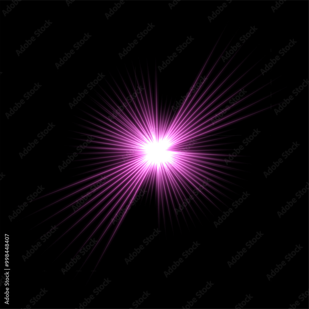 Aufkleber light flash with sparkle, glare, glint effect isolated on black. pink colorful glow glared abstract 