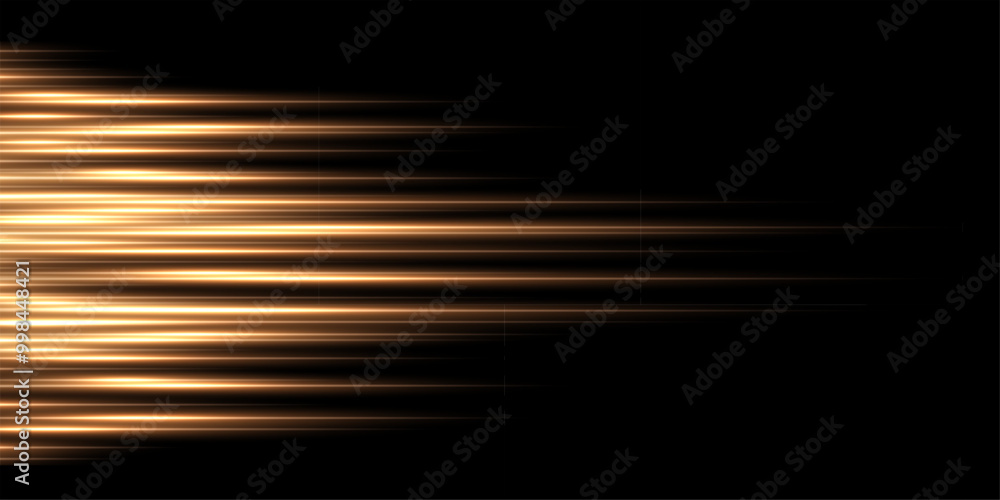 Poster abstract gold light speed effect lines on black background. game futuristic shiny pattern with flowi