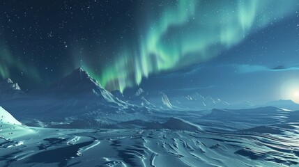 Fototapeta premium A beautiful night sky with a bright aurora borealis