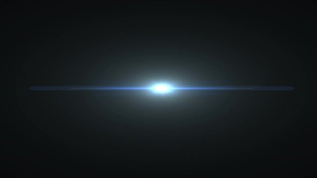 Blue optical lens flares light moving from left to right. Optical lens flare effect. Light Leak, flash lights.