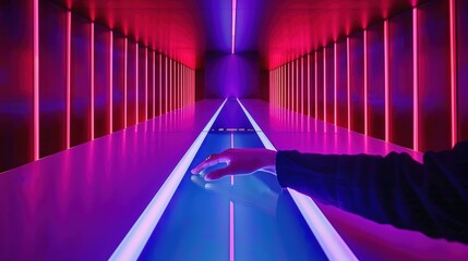 Futuristic Light Tunnel with Hand Interaction