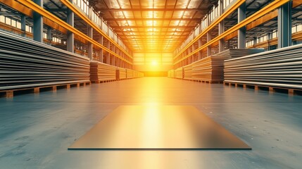 Polished Stainless Steel Sheets in Industrial Warehouse Setting