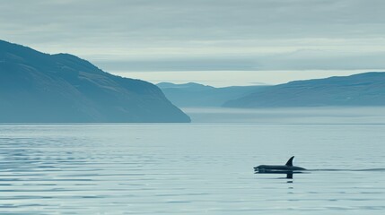 Obraz premium Serene Orca Swimming in Calm Waters