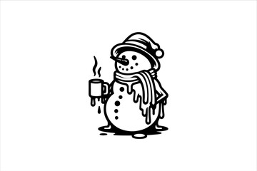 Naklejka premium Snowman vector illustration. Snowman Icon Vector Illustration. Snowman Silhouette Vector Illustration.