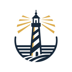 simple lighthouse icon logo on white background