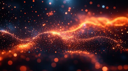 Obraz premium An abstract technology background showcasing a 3D rendering of polygonal vectors with connecting dots and lines.