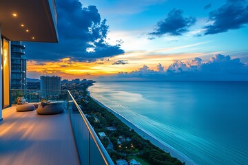 High rise penthouse with a beautiful shore view, picture from top view