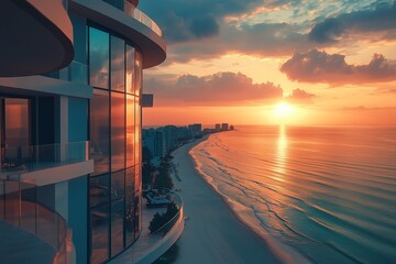High rise penthouse with a beautiful shore view, picture from top view