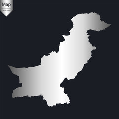Obraz premium Abstract - High Detailed Silver Map of Pakistan. Vector illustration eps10. 