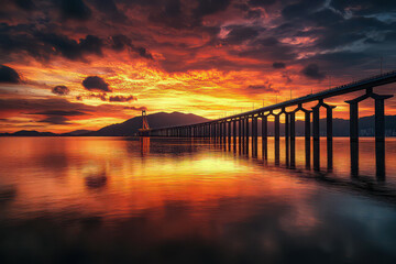 Obraz premium Penang Bridge at sunset