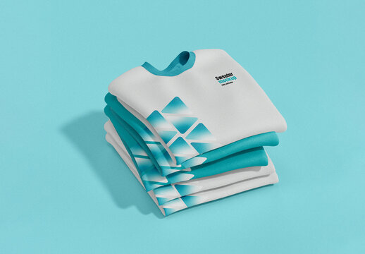 Stacked Folded T-Shirts Mockup 