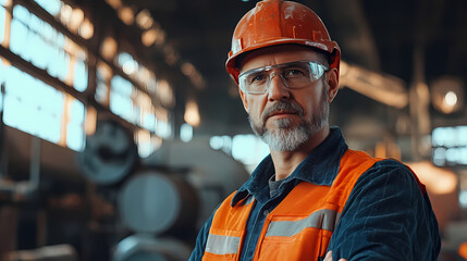 An engineer of middle age performs quality control checks at a production facility