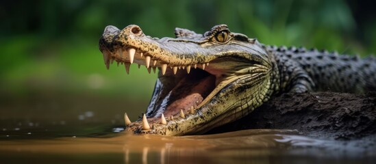 Fototapeta premium Close-up of a Crocodile's Jaw with Open Mouth