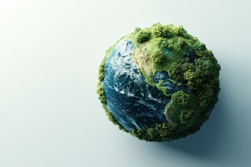 green planet earth on solid white background