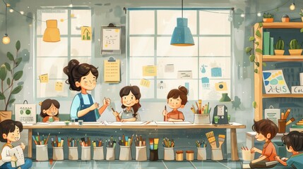 Minimalist background for educational banners: international concepts celebrating literacy and classroom creativity.

