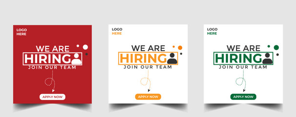 We are hiring recruitment open job vacancy design vector social media post banner template or web banner layout