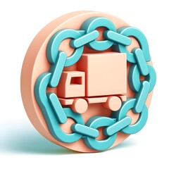 supply chain 3D icon in pastel shades, isolated on white background