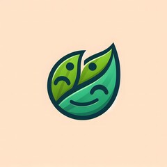 AI Generate of Happy Tea Leaf. Vector, Logo, Symbol, Abstract.