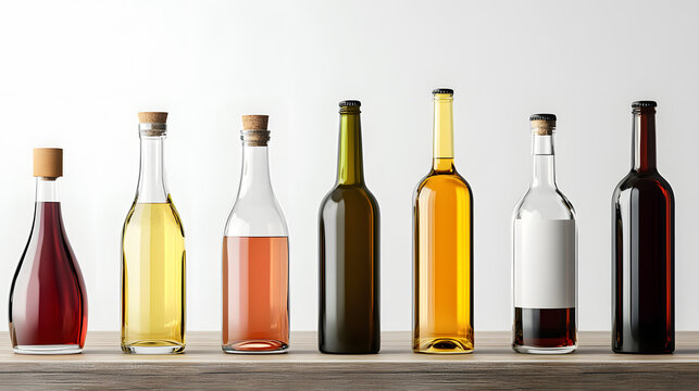 The stylish mockup series features diverse bottle designs, each with dedicated space custom labels. These visually appealing mockups are perfect for showcasing your branding product details modern way