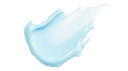 Smooth light blue cream smear with glossy texture transparent image. Skincare hydrating product isolated cutout 3d render. Cosmetic lotion brushstroke cut out clipart design element png