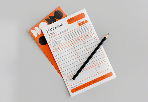 Pencil Corporate Stationery Mockup with Generative AI