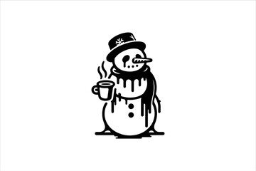 Snowman vector illustration. Snowman Icon Vector Illustration. Snowman Silhouette Vector Illustration.