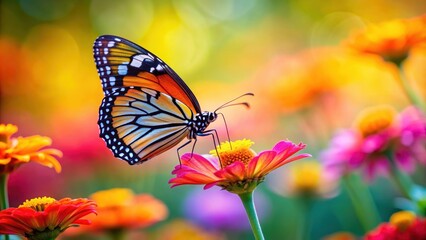 Beautiful butterfly perched delicately on a colorful flower, butterfly, flower, nature, wildlife, insect, vibrant, beauty