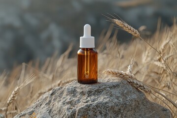 Fototapeta premium Natural stone and a skin serum bottle next to each other