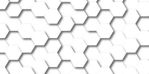 Fototapeta premium Background with hexagons. Abstract background with lines. white texture background. hexagon abstract background. Surface polygon pattern with glowing hexagon paper texture and futuristic business.
