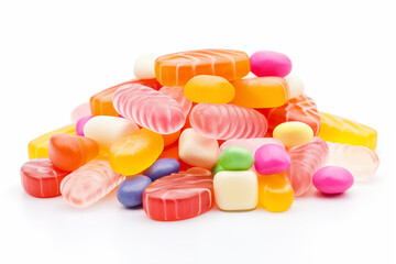 colorful jelly candies on white background