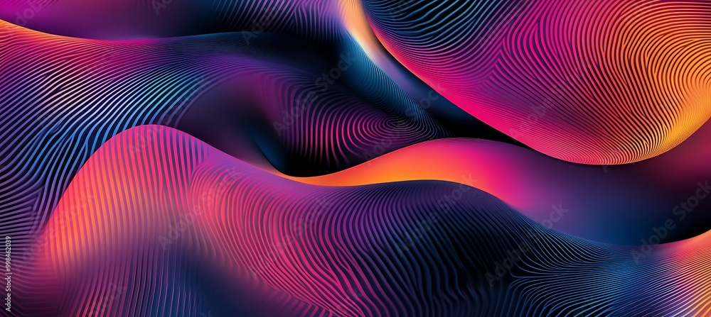 Poster a vibrant, neon abstract pattern with a large dark area for text