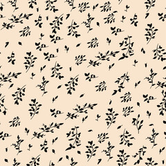 Black Cream Leaf Seamless Pattern Background wallpaper