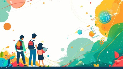 Minimalist background for educational banners: international concepts celebrating literacy and classroom creativity.

