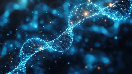 The abstract blue medical technology background focuses on health science and research with a 3D render.